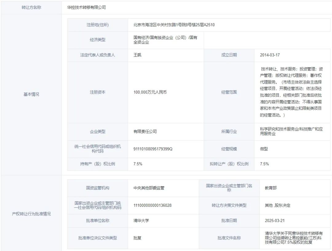 清华大学旗下一能源公司股权转让